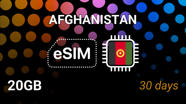 eSIM Afghanistan: 20GB Internet, 30 Days, Etisalat 3G