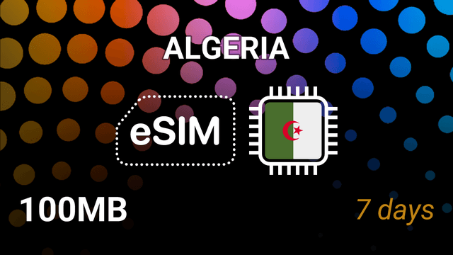 eSIM Algeria: 100MB Internet, 7 Days, Mobilis & Ooredoo