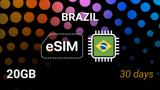 Brazil eSIM: 20GB Internet, 30 Days, Claro, TIM, Vivo