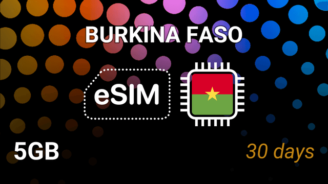 eSIM Burkina Faso: 5GB Internet, 30 Days, Orange 5G, Top Up