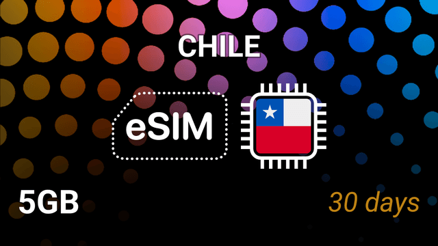 eSIM Chile: 5GB Internet Plan, 30 Days, WOM, entel, movistar