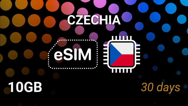 eSIM for Czechia: 10GB, 30 Days, O2 & Vodafone, Fast Internet