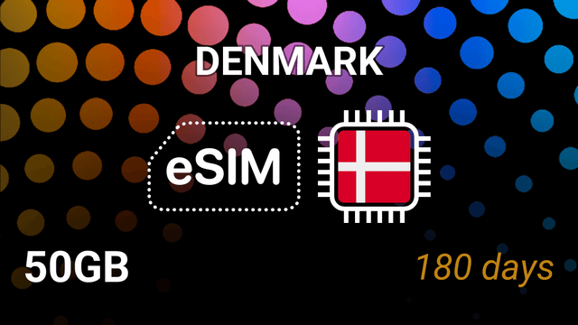 eSIM Denmark: 50GB for 180 Days – 3G/4G/5G, Top Operators