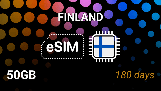 eSIM Finland: 50GB for 180 Days – DNA, Elisa, Telia Internet Plan