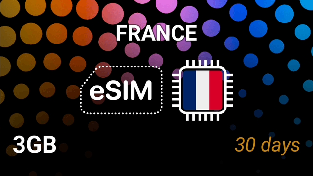 eSIM France: 3GB Internet, 30 Days, Bouygues, Free, SFR