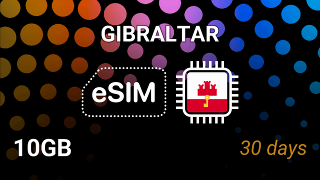 eSIM Gibraltar: 10GB Internet, 30 Days, GibTel 5G Tariff