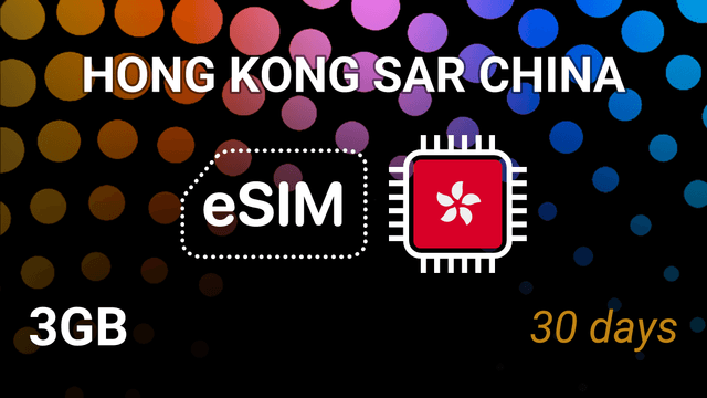 eSIM Hong Kong: 3GB Internet Plan, 30 Days, csl 5G Operators