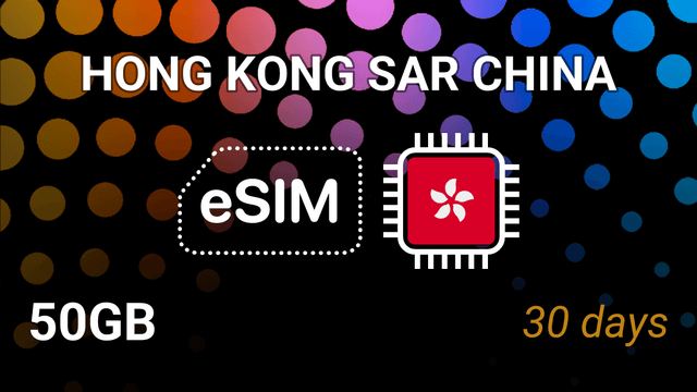 eSIM Hong Kong: 50GB Internet, 30 Days, csl 5G, Top-Up