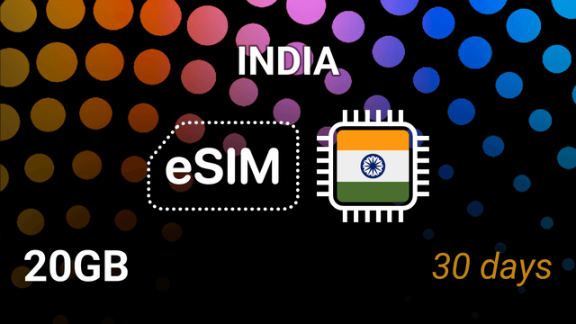 eSIM India: 20GB Internet, 30 Days, AirTel 5G & Jio 4G