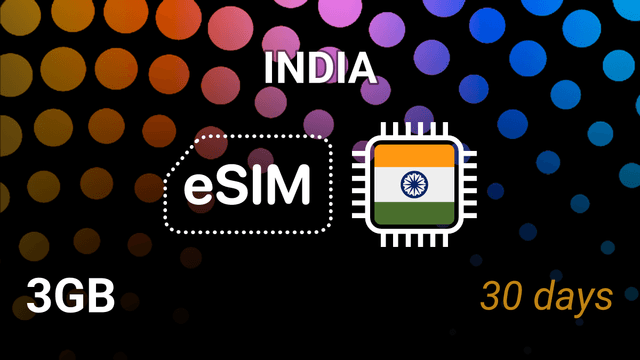 India eSIM: 3GB Mobile Internet, 30 Days – AirTel 5G & Jio 4G