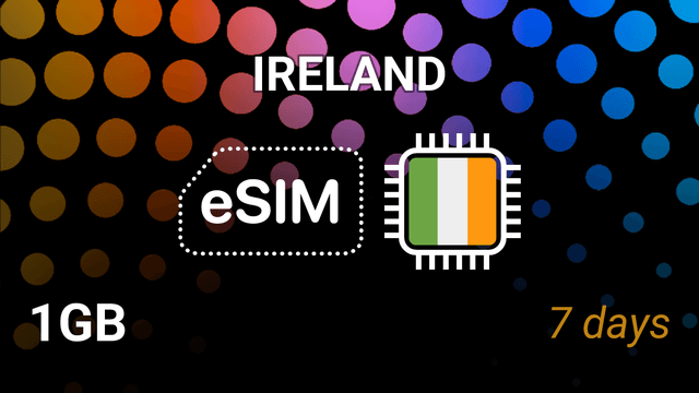 eSIM Ireland: 1GB for 7 Days – 3, Eir, Vodafone Internet Plan