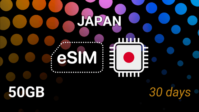 Japan eSIM 50GB — Mobile Internet, 30 Days, KDDI, docomo, SoftBank