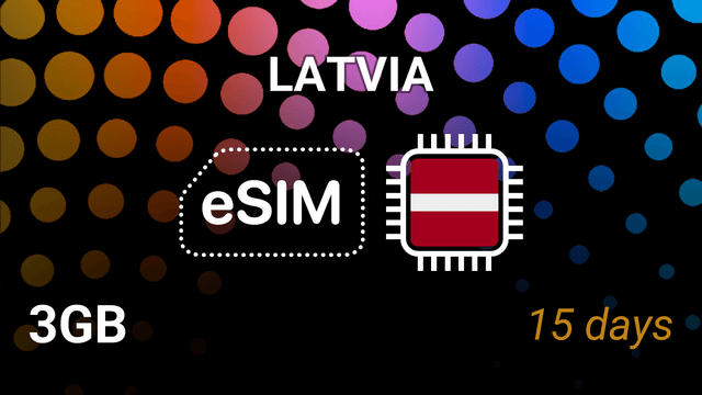 eSIM Latvia: 3GB Internet, 15 Days, Bite, LMT, Tele2