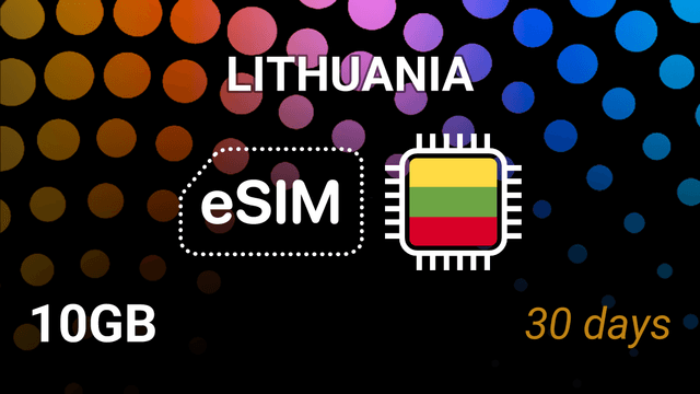 eSIM Lithuania: 10GB Internet, 30 Days, 5G – BITĖ, Tele2, Telia