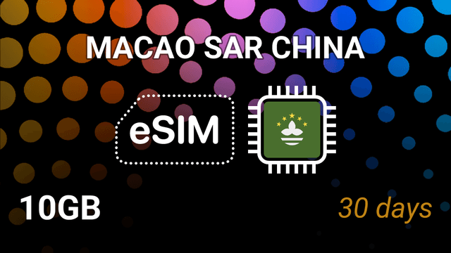 eSIM Macao SAR China – 10GB, 30 Days, CTM 5G Internet Plan