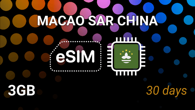 eSIM for Macao SAR China – 3GB, 30 Days, CTM 5G Internet Plan