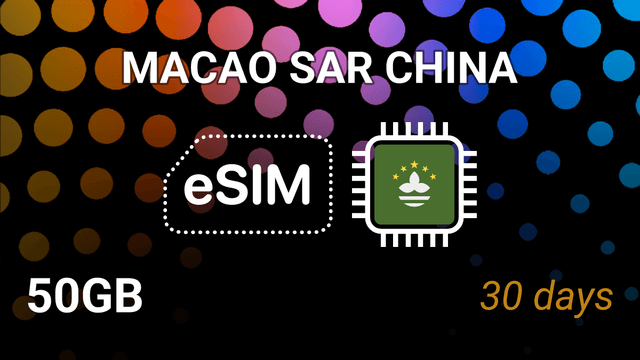 eSIM for Macao SAR China: 50GB, 30 Days, CTM 5G Internet Plan