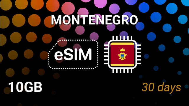 eSIM Montenegro: 10GB Internet, 30 Days, Telenor & m:tel CG