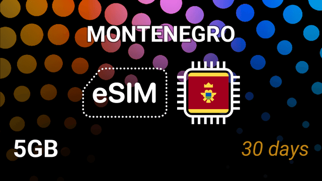 eSIM Montenegro: 5GB Internet, 30 Days, Telenor & m:tel CG