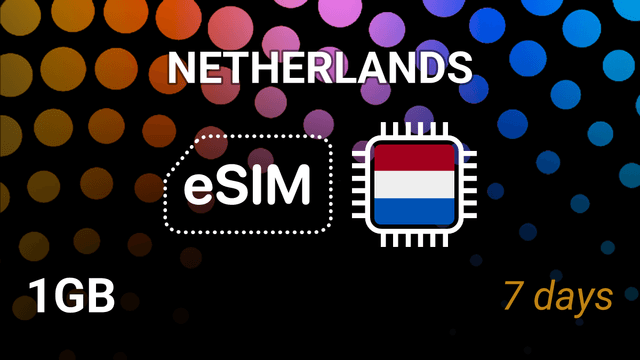 eSIM Netherlands: 1GB for 7 Days – KPN & Vodafone Internet Plan