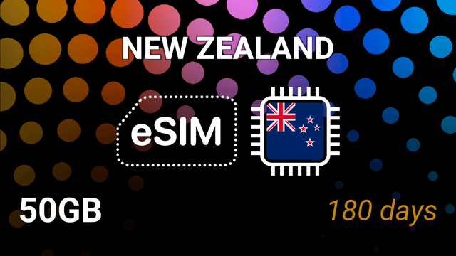 eSIM New Zealand: 50GB, 180 Days, Spark 4G, Mobile Internet