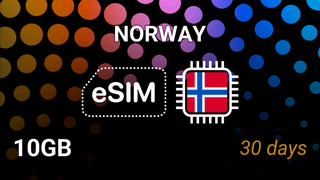 eSIM Norway: 10GB Internet, 30 Days, Telenor & Telia 5G