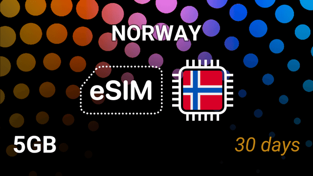 eSIM Norway: 5GB Internet, 30 Days, Telenor & Telia Networks