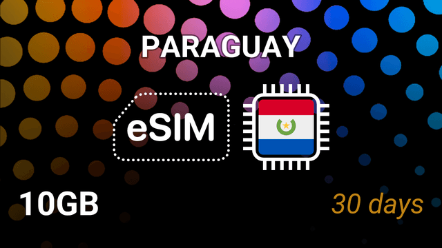 eSIM Paraguay: 10GB Internet, 30 Days, Claro & Tigo