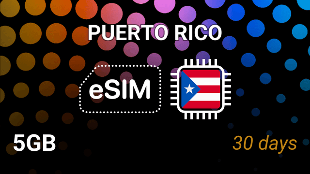 eSIM Puerto Rico: 5GB Internet, 30 Days, AT&T 5G, Top Up