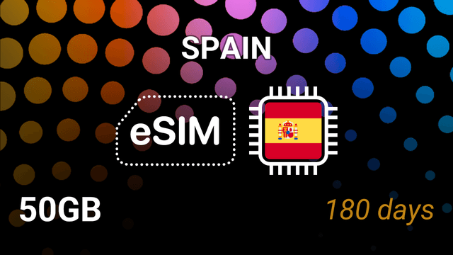 eSIM Spain: 50GB for 180 Days – Movistar, Orange, Vodafone, Yoigo