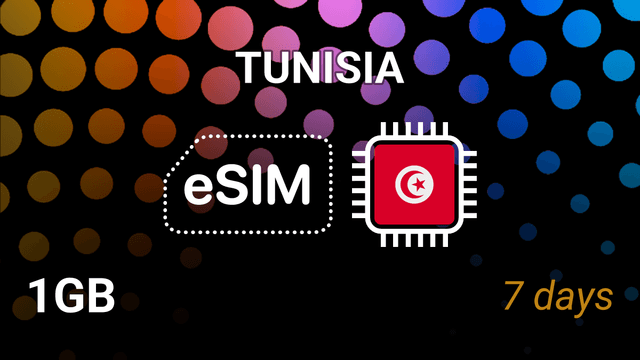 eSIM Tunisia: 1GB Internet, 7 Days, OOREDOO TN, 3G/4G