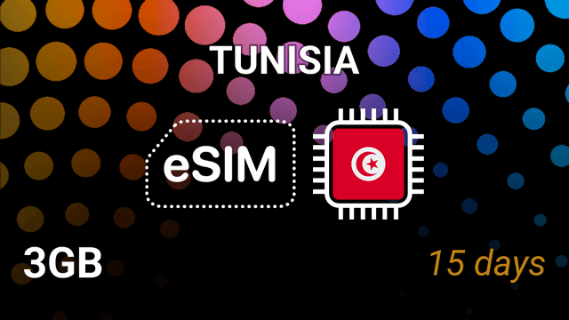 eSIM Tunisia: 3GB Internet, 15 Days, OOREDOO TN, 4G/3G