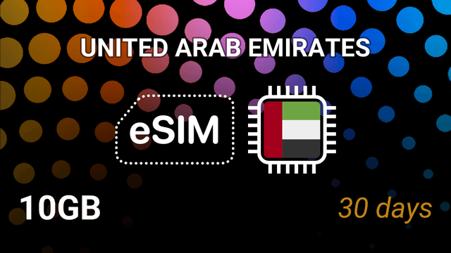 eSIM UAE: 10GB Internet, 30 Days, Du & Etisalat, 3G/4G/5G