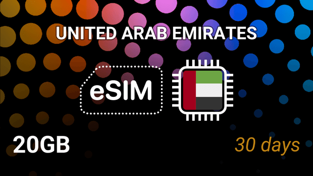 eSIM UAE: 20GB Internet, 30 Days, Du & Etisalat, 5G