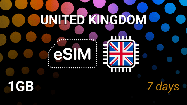 eSIM United Kingdom: 1GB for 7 Days – 3, O2, Vodafone