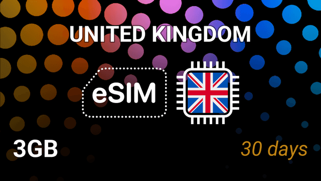 eSIM United Kingdom: 3GB for 30 Days – 3, O2, Vodafone