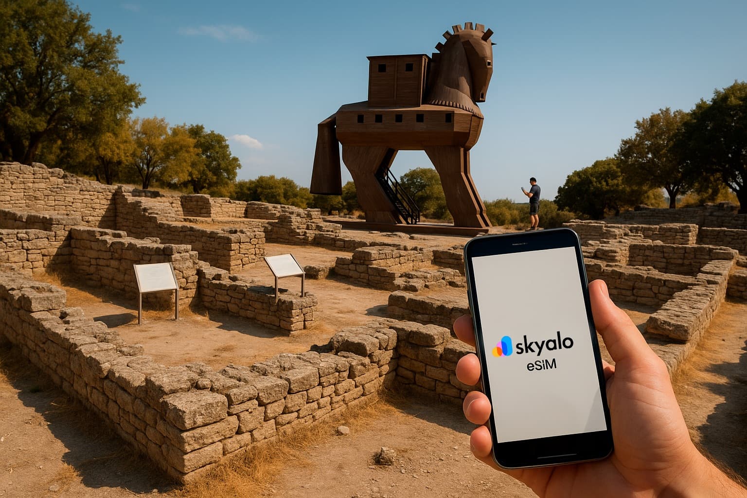 Руины легендарной Трои — легко найти с eSIM Skyalo.