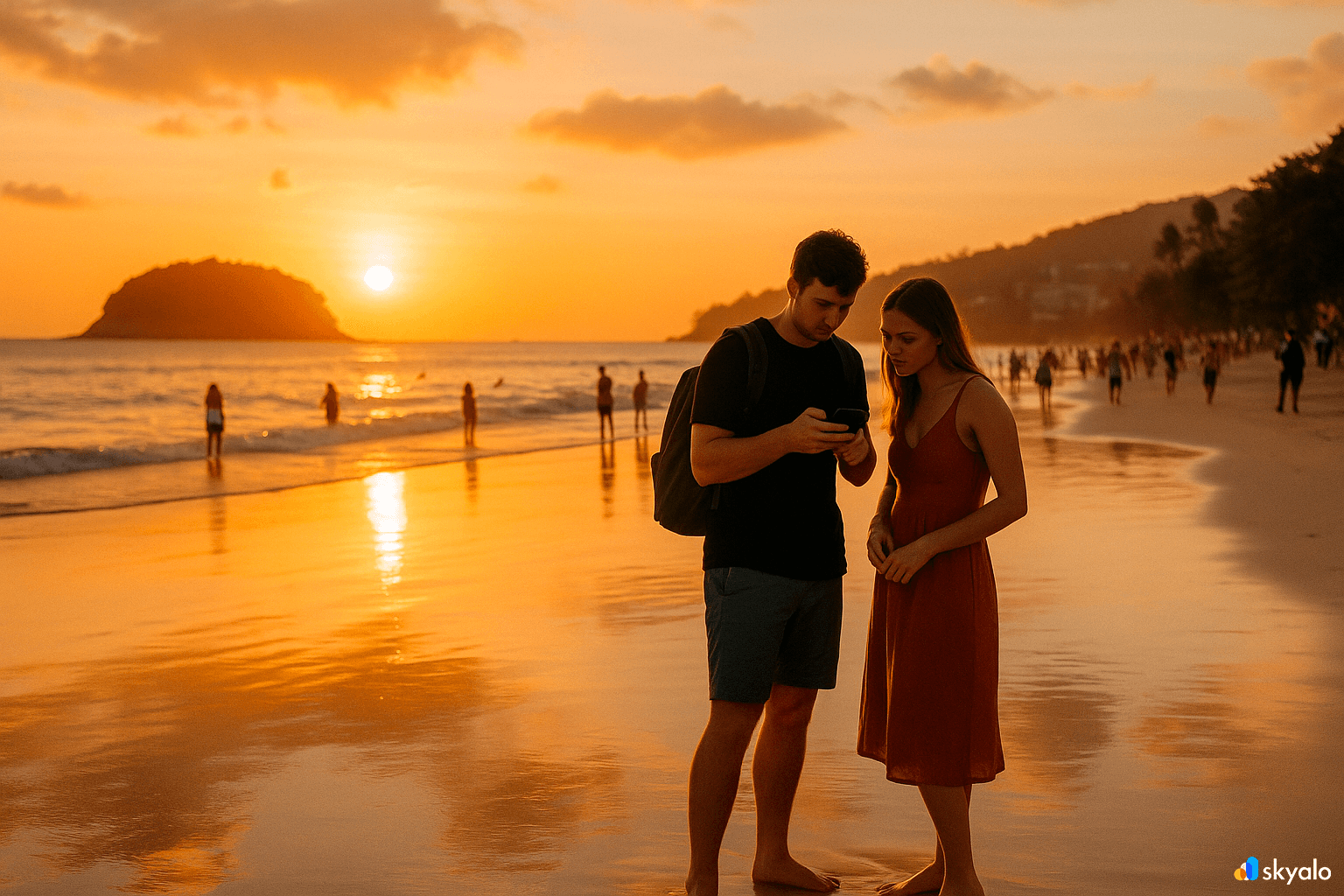 Sunset at Kata — bookings and maps always handy via Skyalo eSIM