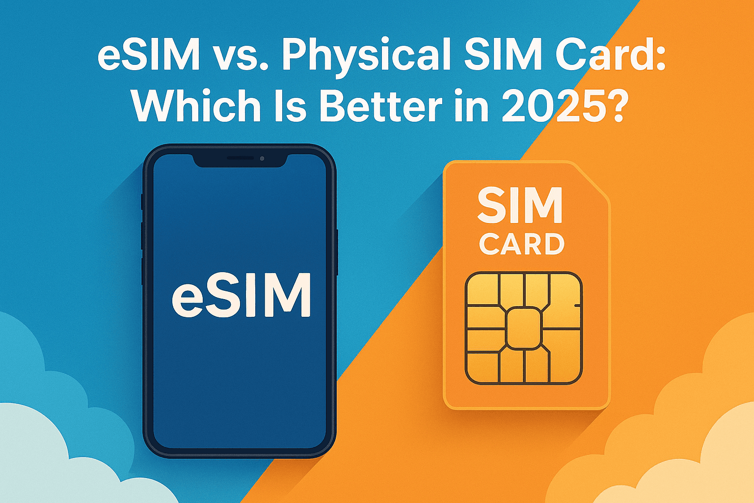Same goal, different tech: eSIM vs physical SIM cards.
