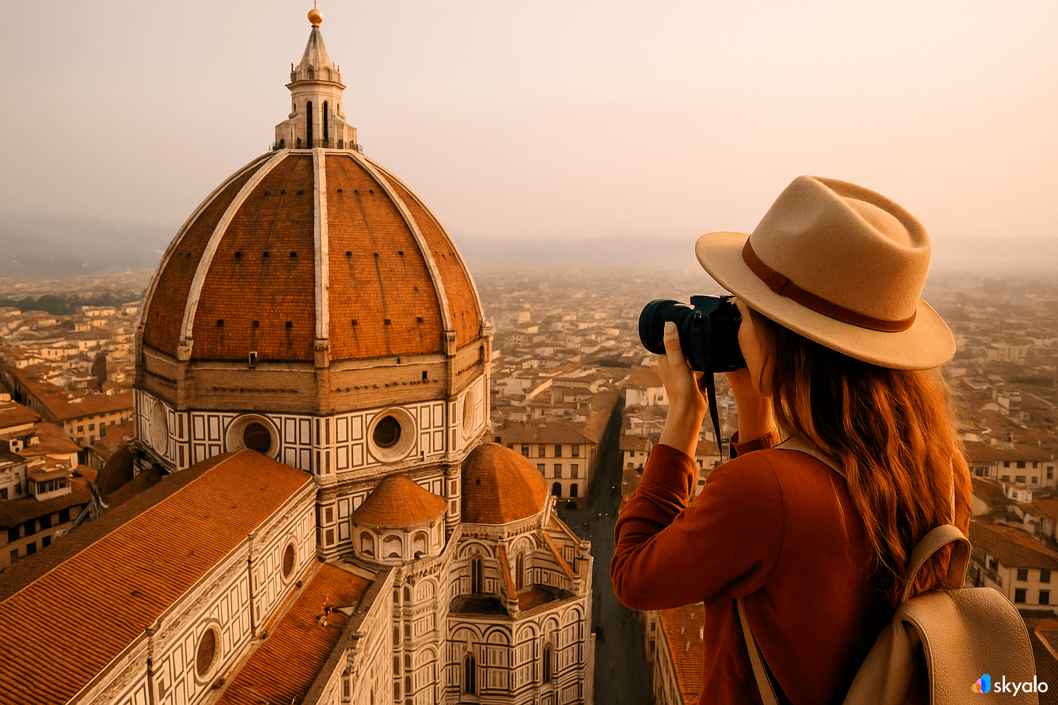 Shot of the Duomo’s dome — the museum route saved on the phone