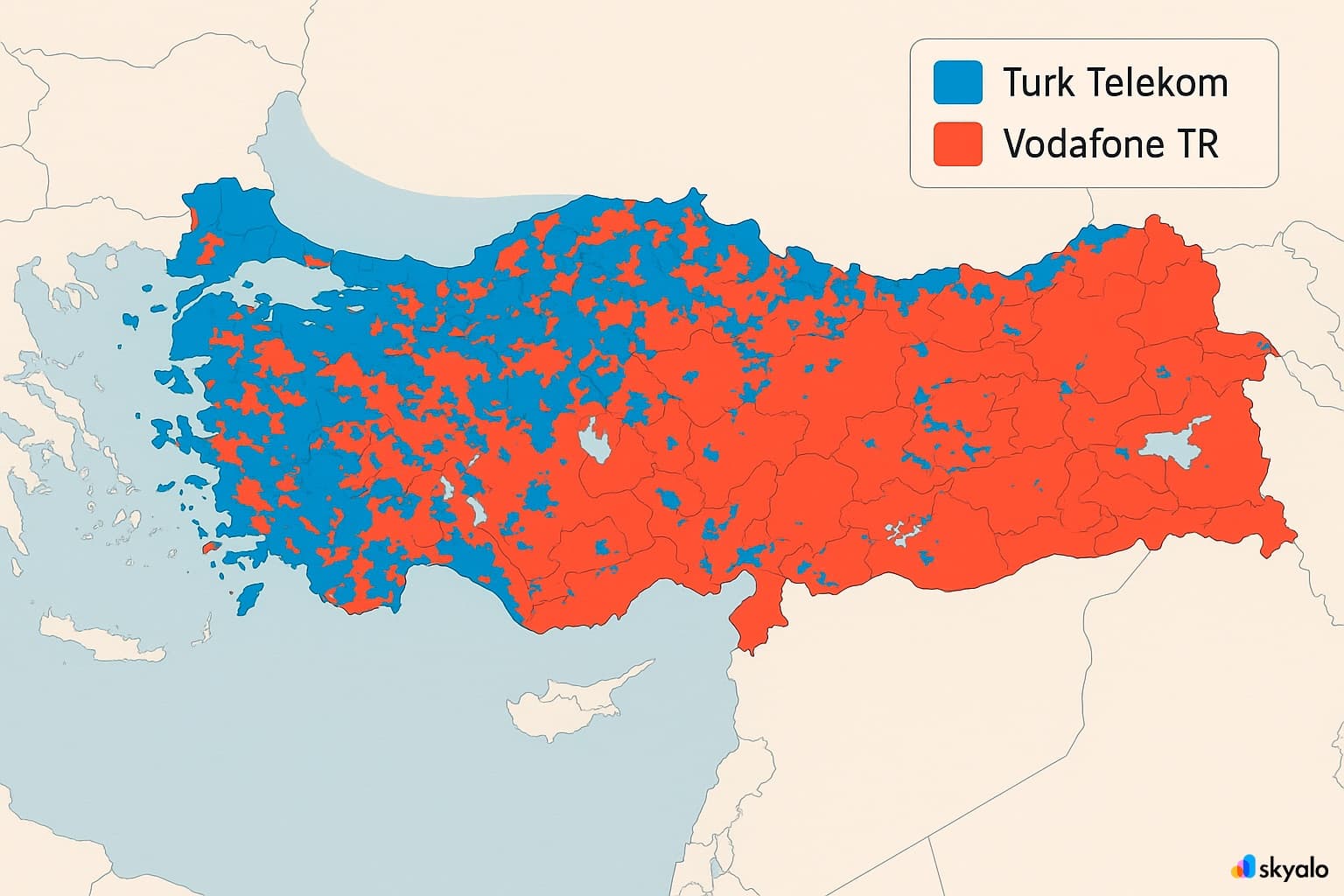 Skyalo ensures you're always connected to the best network available in Turkey