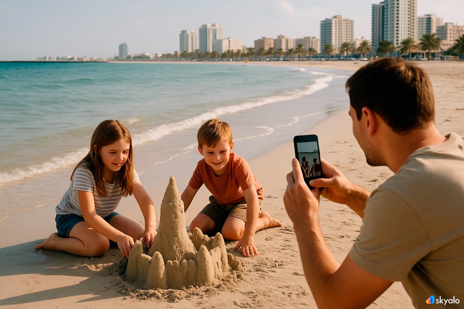 Family beach day on Ajman’s corniche