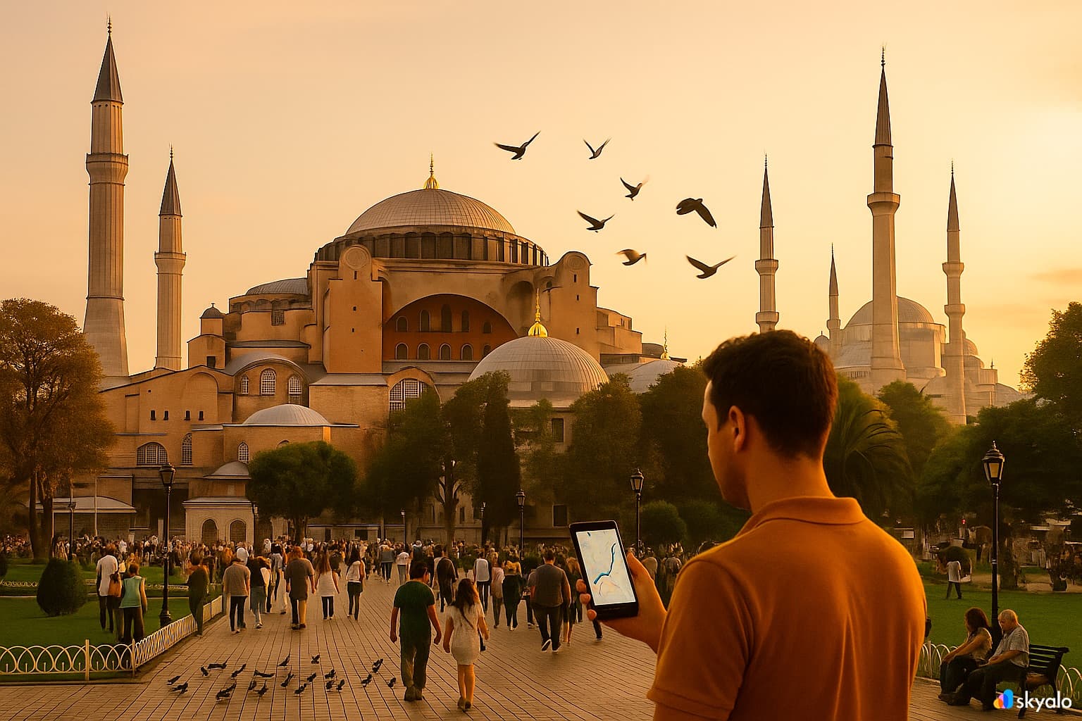 Share your impressions of Hagia Sophia and the Blue Mosque in the heart of Istanbul with Skyalo eSIM