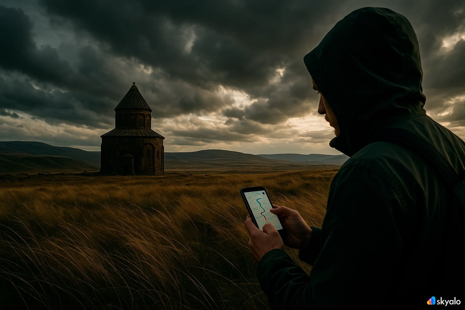 Explorers navigating the ruins of Ani thanks to reliable eSIM connectivity