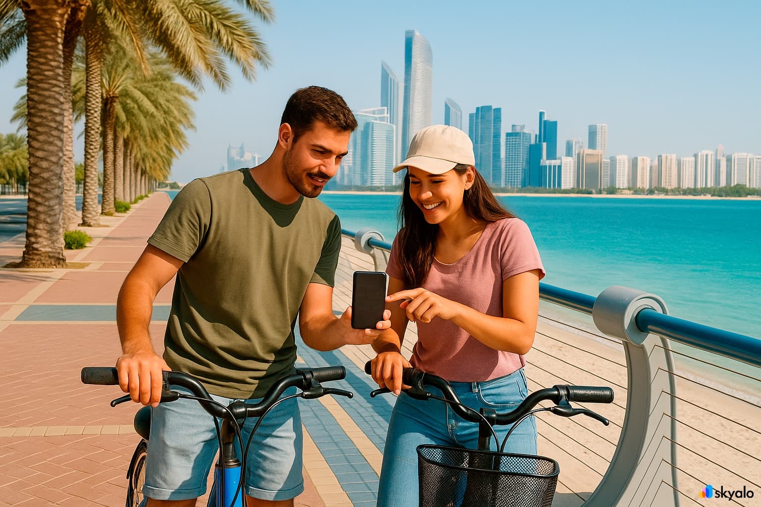 Friends plan their Corniche route