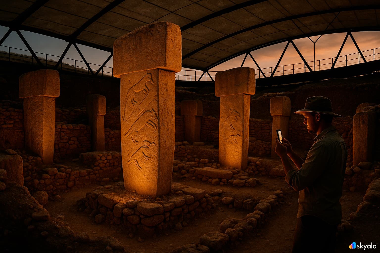 An archaeologist working at the Göbekli Tepe excavation site