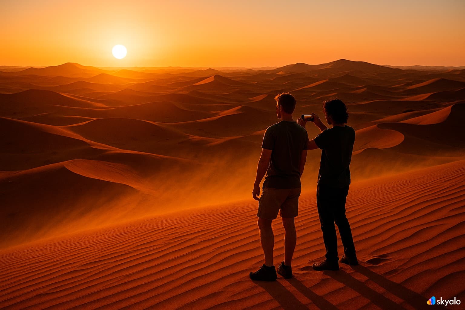 Filming the desert sunset
