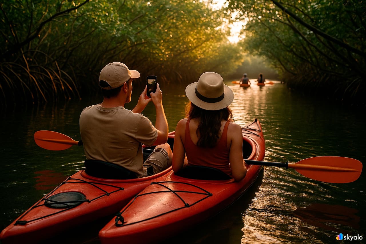 Kajak mezi mangrovy — navigace i spojení přes eSIM
