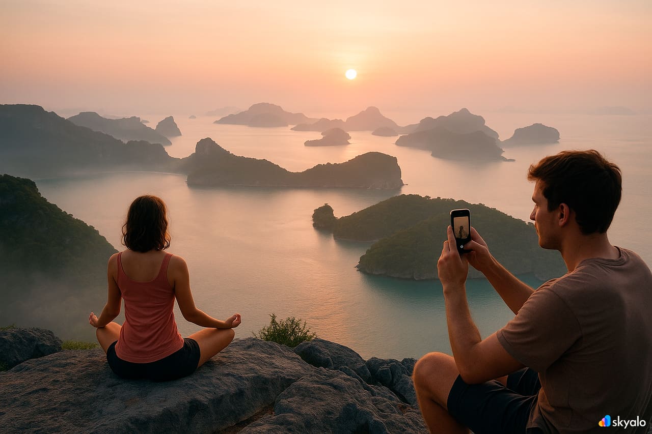 Pagsikat ng araw sa Ang Thong — ang mga larawan ay ipinapadala sa mga kaibigan