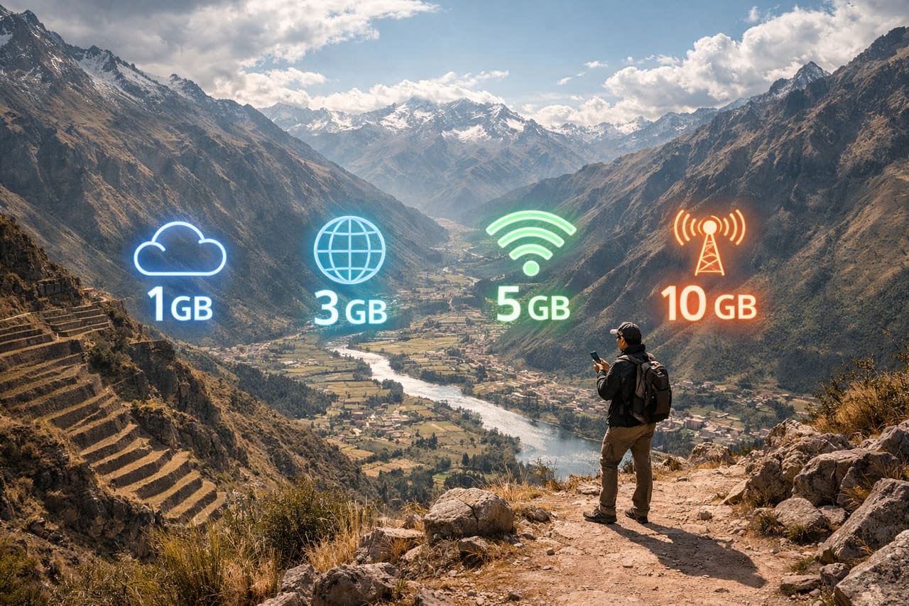 Berapa banyak internet yang dibutuhkan di Peru - 1 GB 3 GB 5 GB 10 GB untuk perjalanan di pegunungan Andes